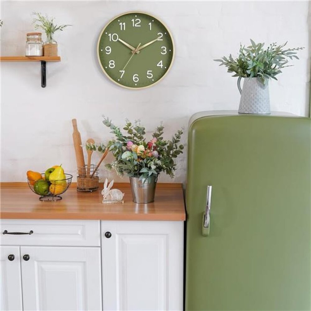 Wall Clock Green, Silent Wall Clocks Battery Operated 8 Inch-Modern Non Ticking - Picture 2 of 8